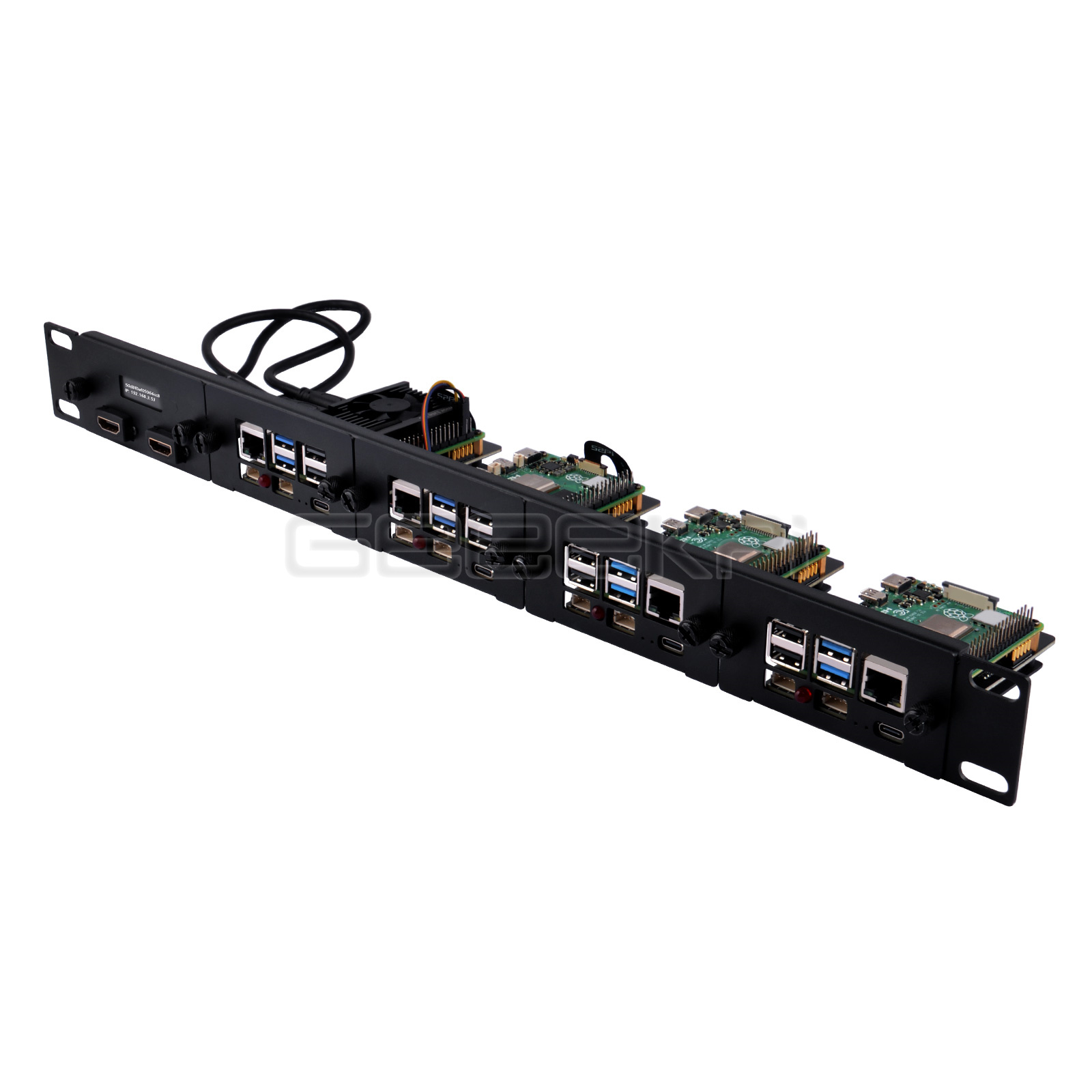 Raspberry Pi Rackmount 1U 19 Inch - Rackmountスチールブラケットキット,raspberry pi 5, 4スロット,m.2 nvme,ssd,2230, 2242,