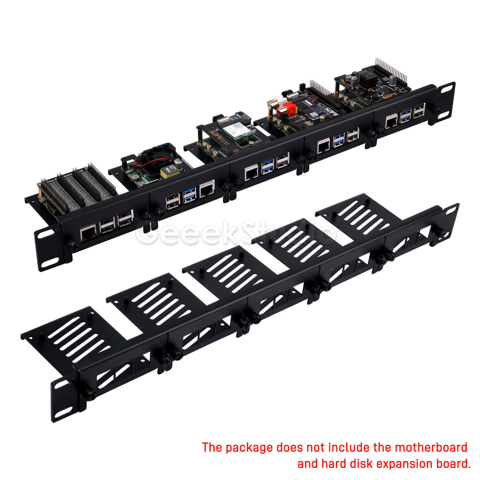 Raspberry Pi Rackmount 1U 19 Inch - 1U ラックマウント Raspberry Pi 5/4B/3B+ 取り外し可能なスチールブラケット