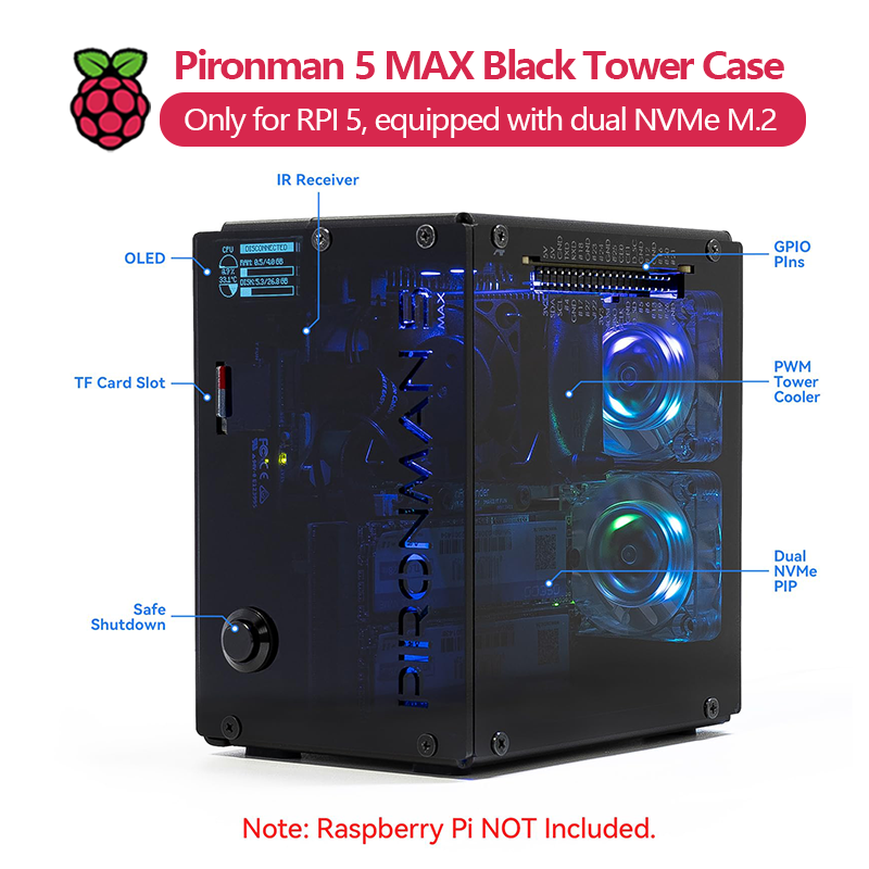Pironman 5 MAX、Raspberry Pi 5用 - Argon One V3 M.2 Nvme Case のレビューと価格