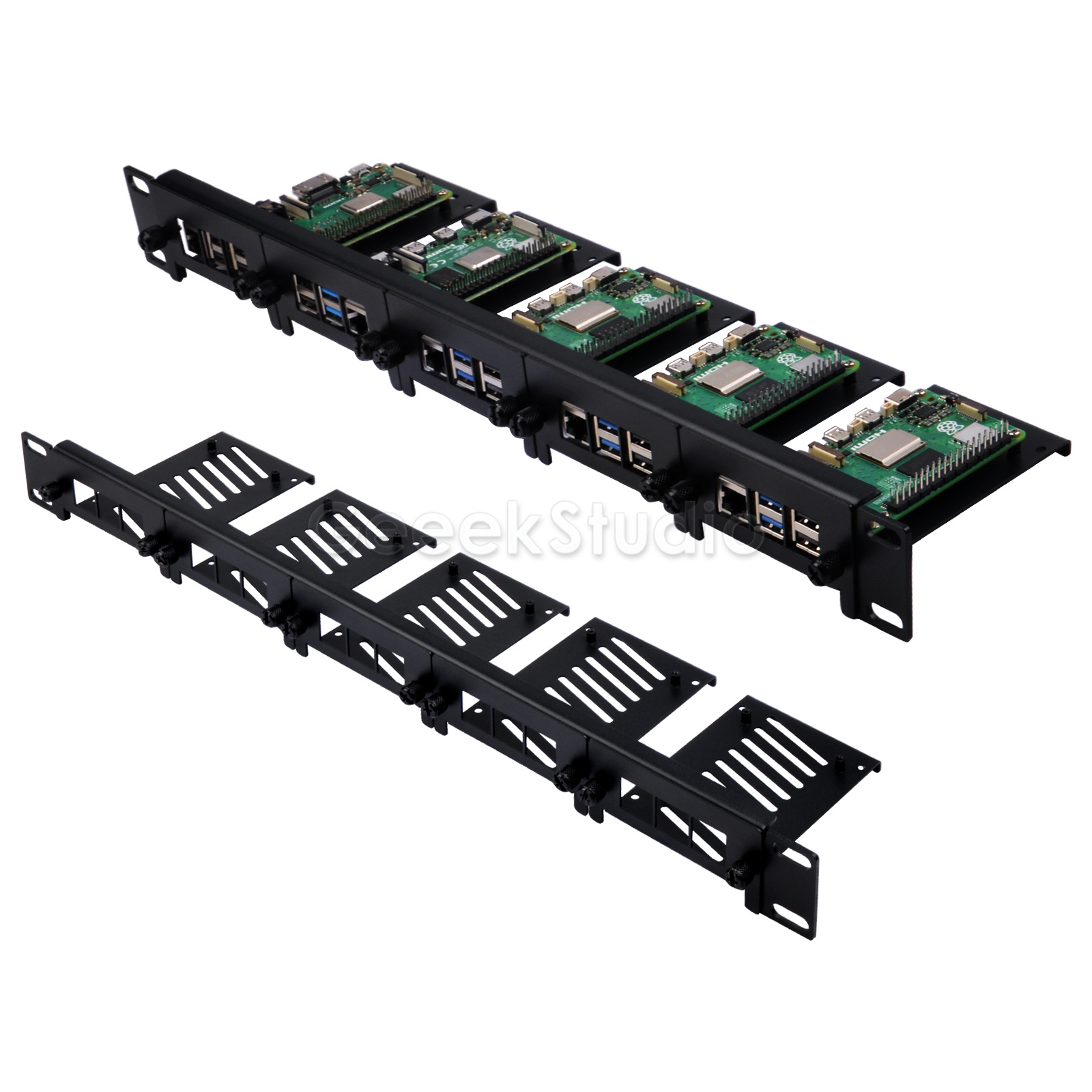 1U ラックマウント Raspberry Pi 5/4B/3 - Raspberry Pi Rackmount 1U 19 Inch のレビューと価格